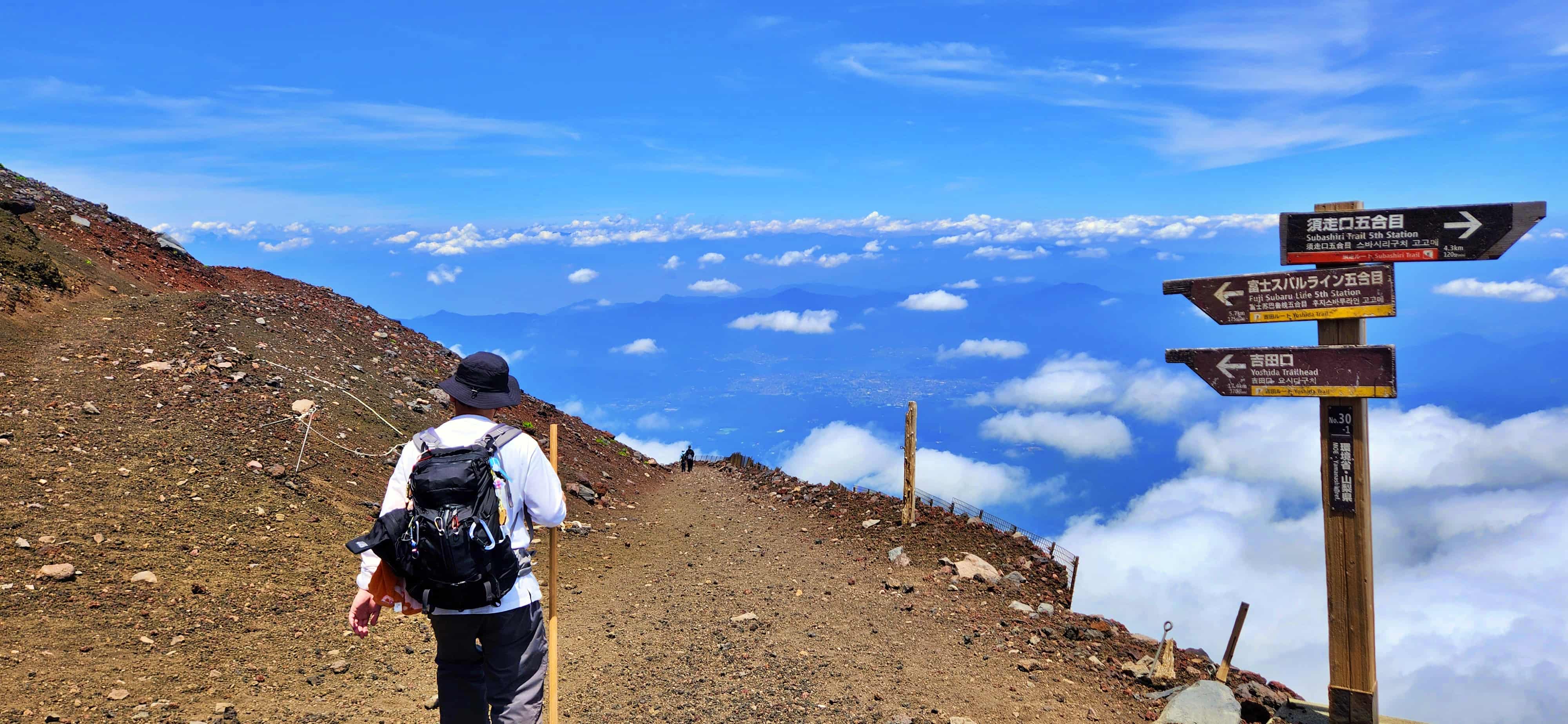 Yoshida Trailhead Signpost near Shimo-Edoya Hut, Mt Fuji