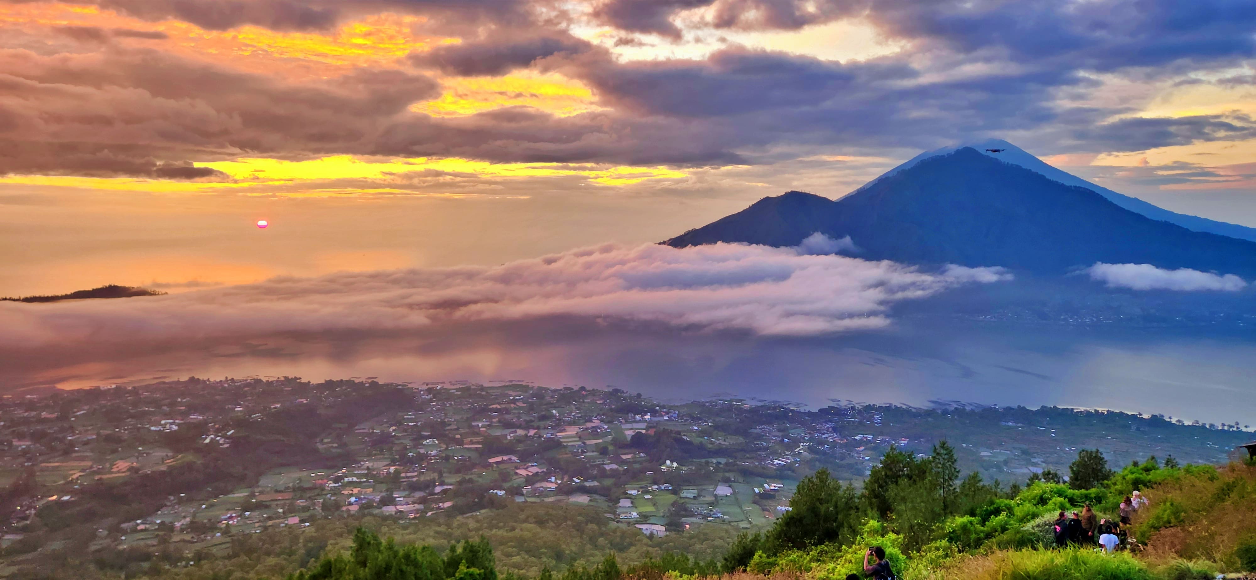 Sunrise at the summit of Mt Batur in Bali