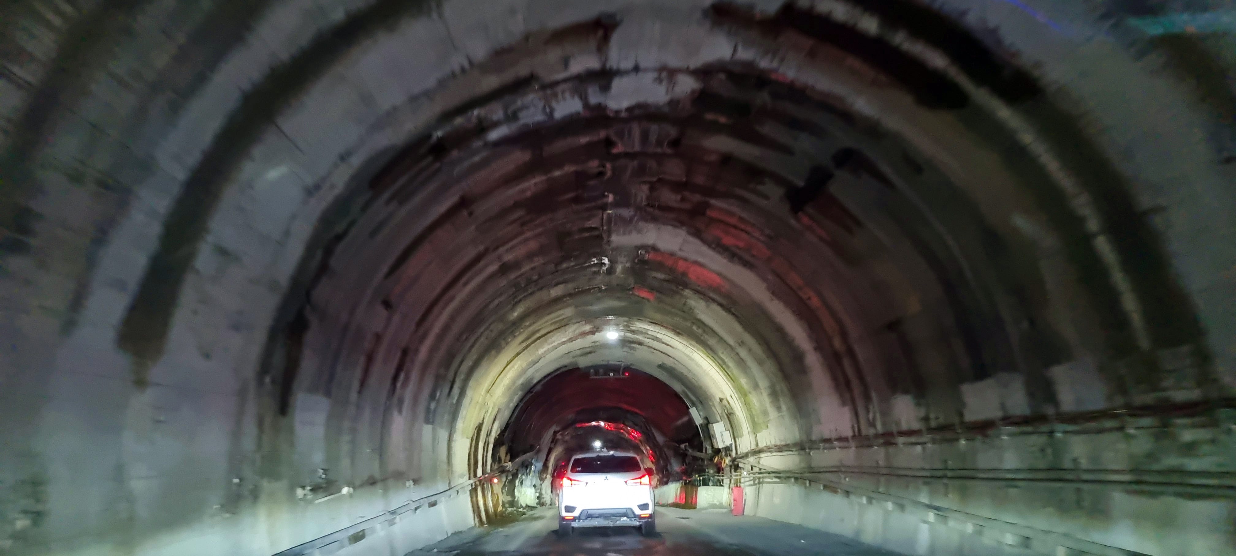 Driving through Homer Tunnel