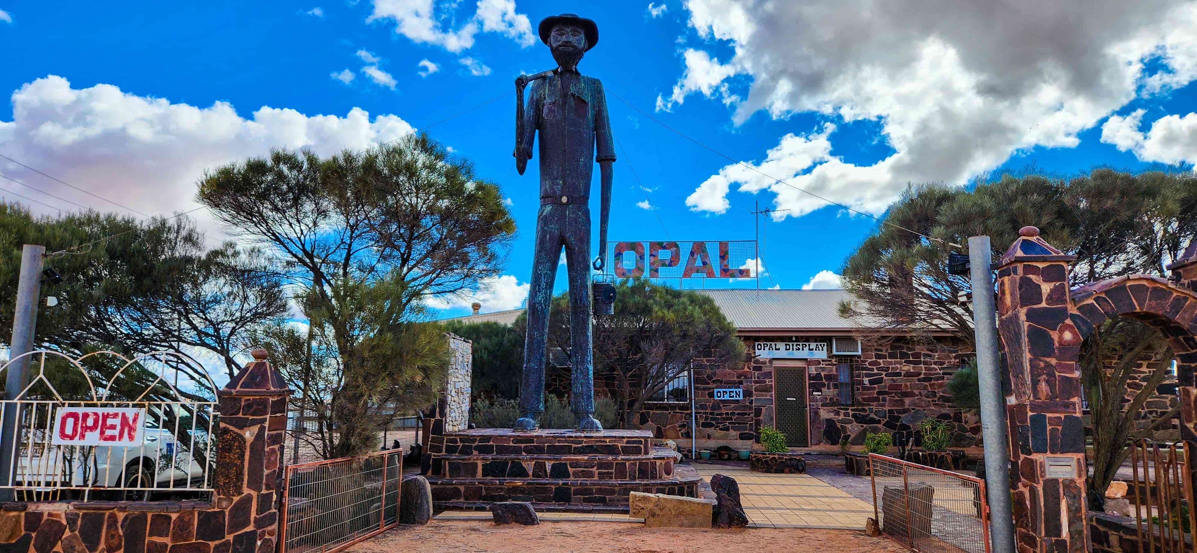 The Big Miner outside Simos Jewellery in Coober Pedy