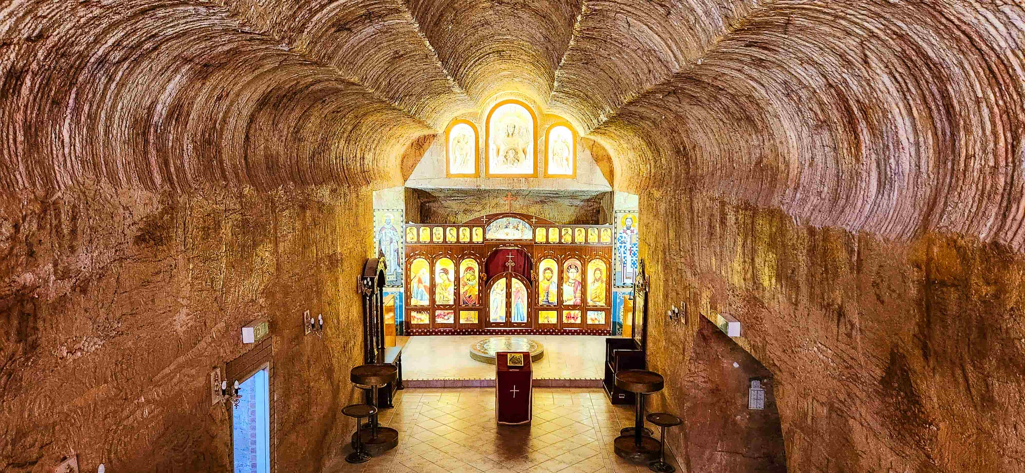 Inside Serbian Orthodox Church in Coober Pedy