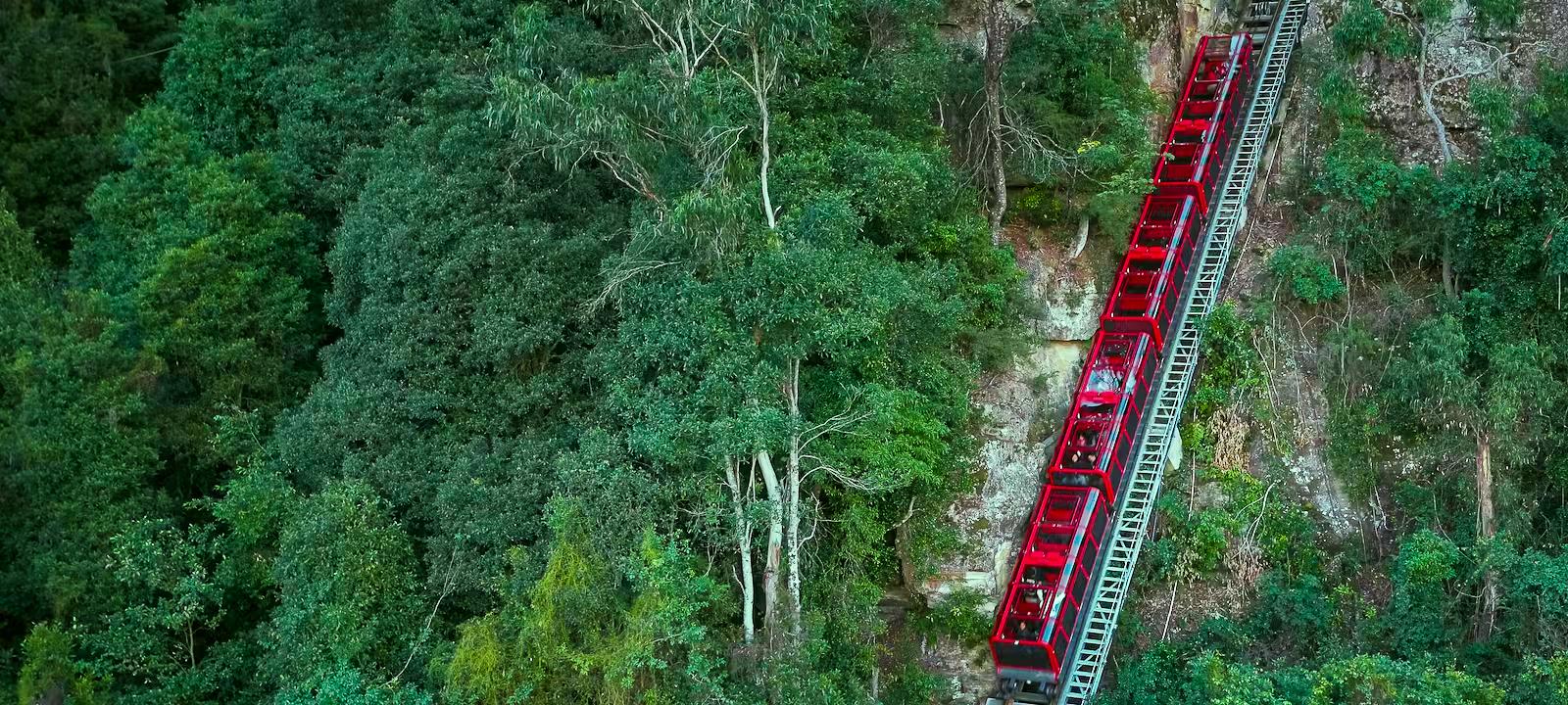 Three Sisters Rock seen from Scenic Railway Station, Scenic World