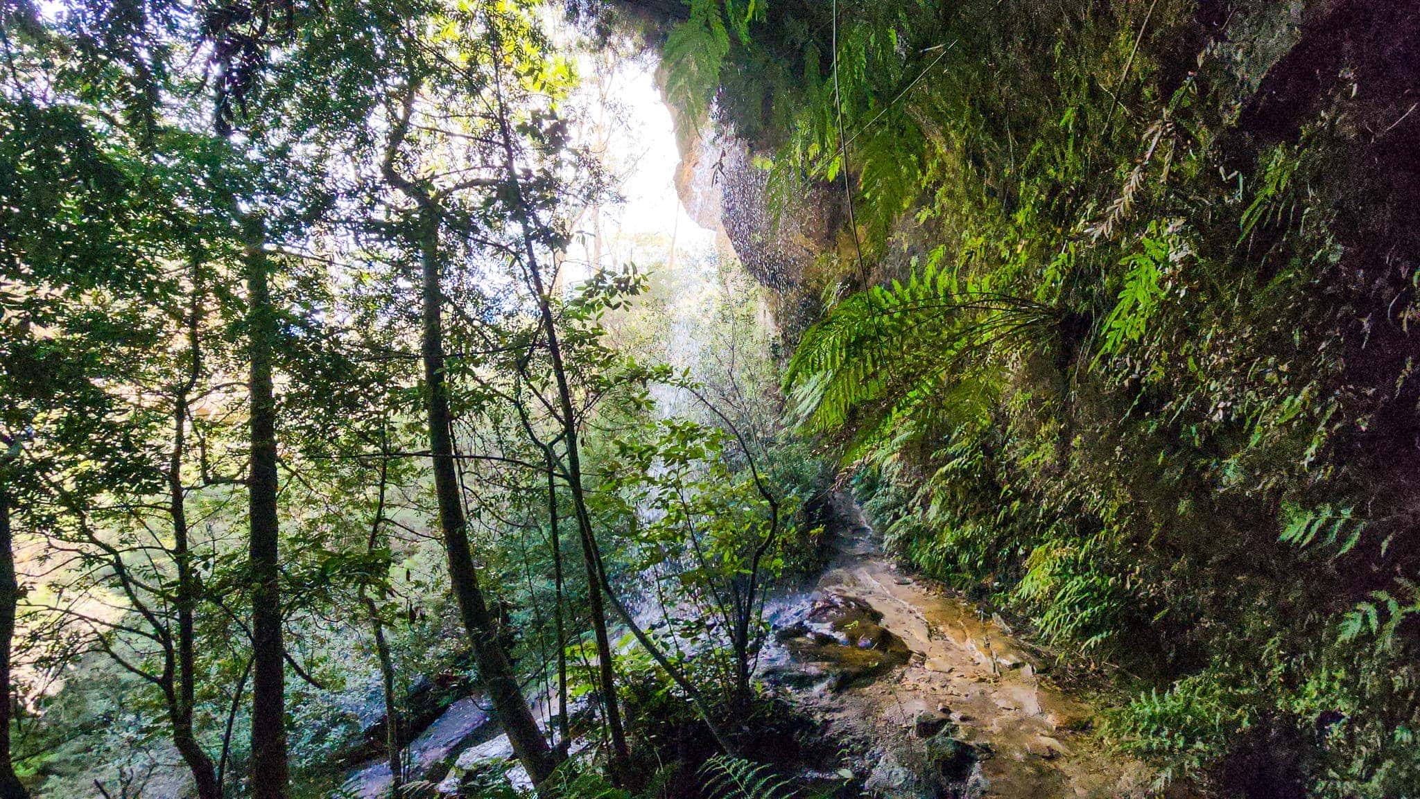 Walking behind Centennial Falls