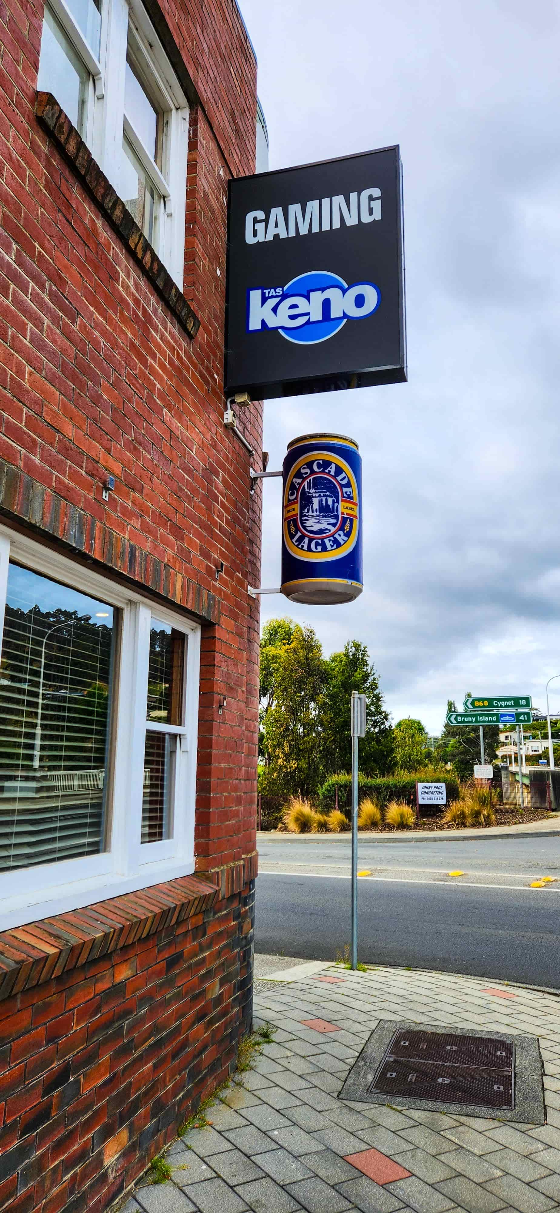 The Big Can atop the Grand Hotel in Huonville