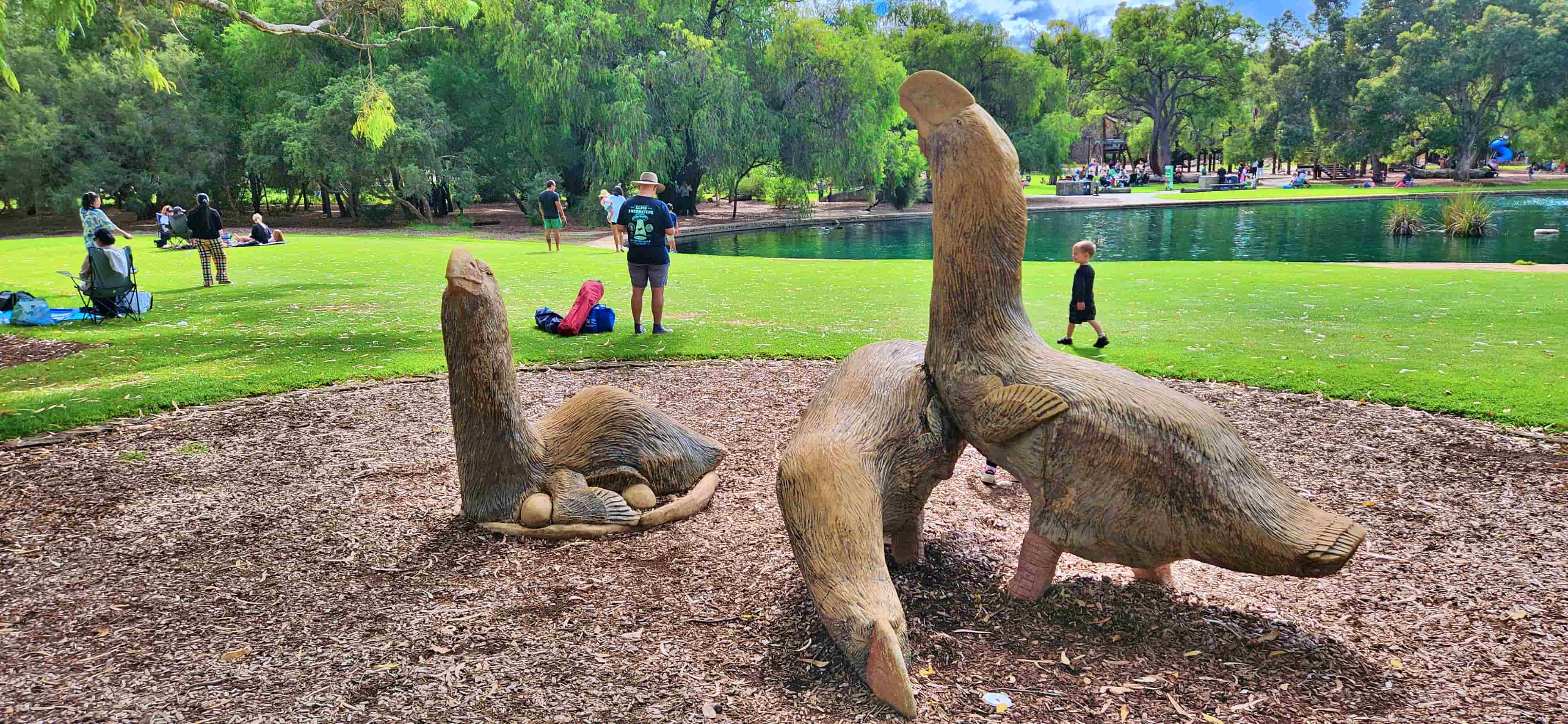 The Big Mega Fauna sculptures in May Drive Parkland, Kings Park and Botanic Garden